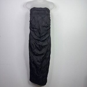 VTG Hugo Buscati Collection Dress Women 4 Black Ruched 90s Y2K Romantic Formal